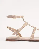 Valentino Rockstud Flat Calfskin Sandal With Straps - Image 2